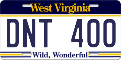 WV license plate DNT400
