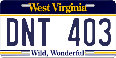 WV license plate DNT403
