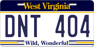 WV license plate DNT404