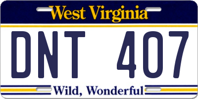 WV license plate DNT407