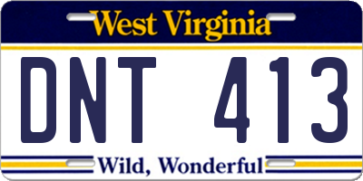 WV license plate DNT413