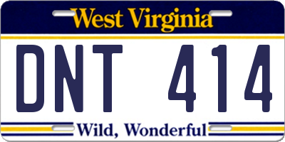 WV license plate DNT414