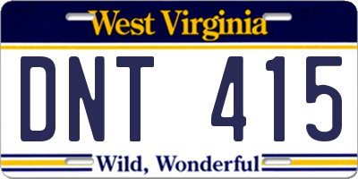 WV license plate DNT415