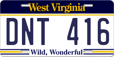 WV license plate DNT416