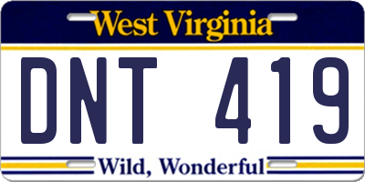 WV license plate DNT419