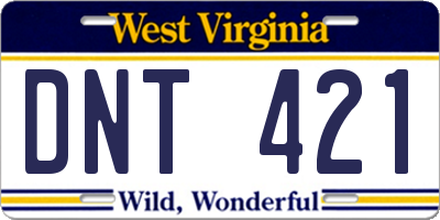 WV license plate DNT421