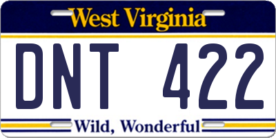 WV license plate DNT422