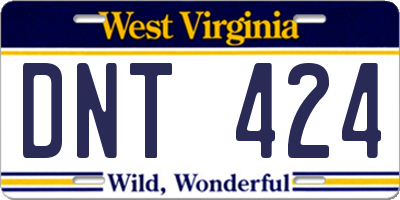 WV license plate DNT424