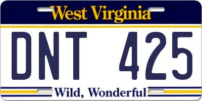 WV license plate DNT425