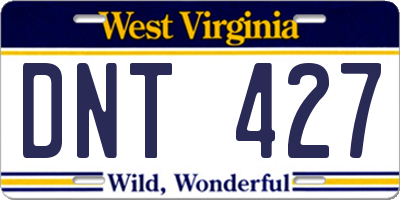 WV license plate DNT427