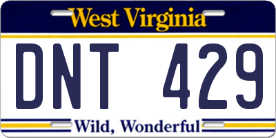 WV license plate DNT429