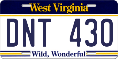 WV license plate DNT430