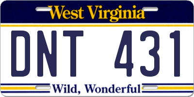 WV license plate DNT431
