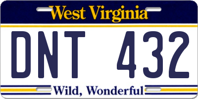 WV license plate DNT432