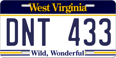 WV license plate DNT433