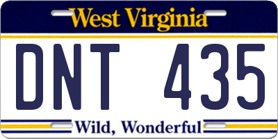 WV license plate DNT435
