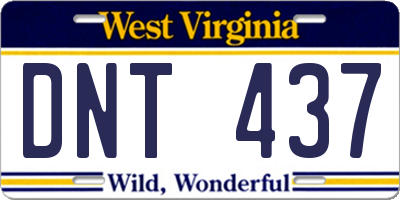WV license plate DNT437