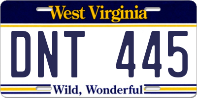 WV license plate DNT445