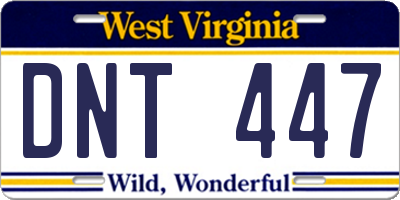 WV license plate DNT447