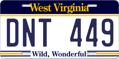 WV license plate DNT449
