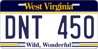 WV license plate DNT450