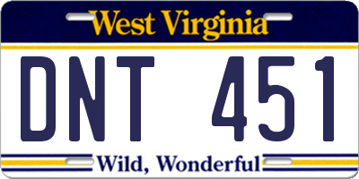 WV license plate DNT451