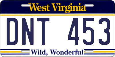 WV license plate DNT453