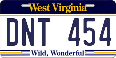 WV license plate DNT454
