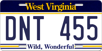 WV license plate DNT455