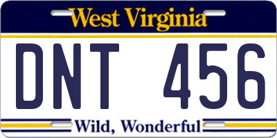 WV license plate DNT456