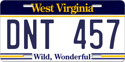 WV license plate DNT457