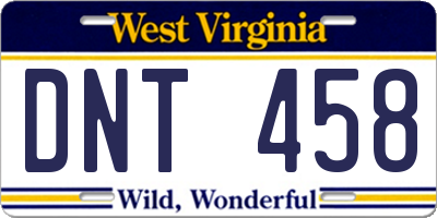 WV license plate DNT458