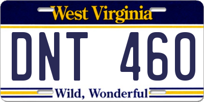 WV license plate DNT460