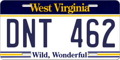 WV license plate DNT462