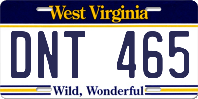 WV license plate DNT465