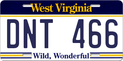 WV license plate DNT466