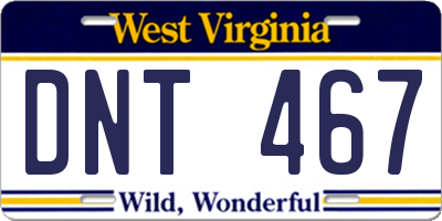 WV license plate DNT467