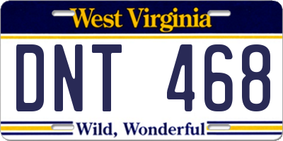 WV license plate DNT468