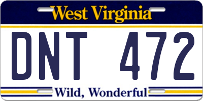 WV license plate DNT472