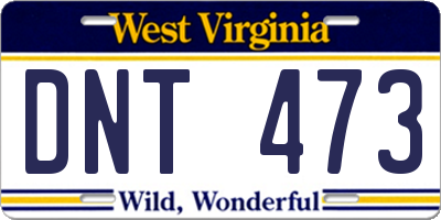WV license plate DNT473