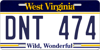 WV license plate DNT474