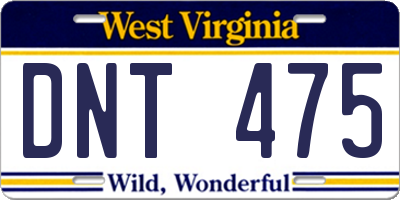 WV license plate DNT475