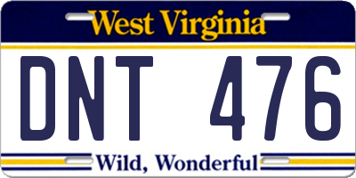WV license plate DNT476