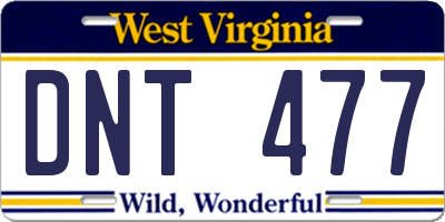 WV license plate DNT477