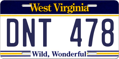 WV license plate DNT478