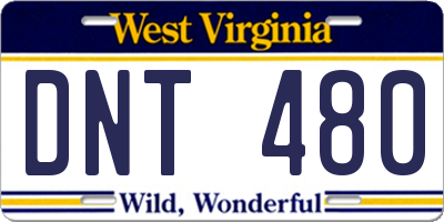 WV license plate DNT480