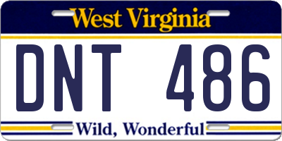WV license plate DNT486