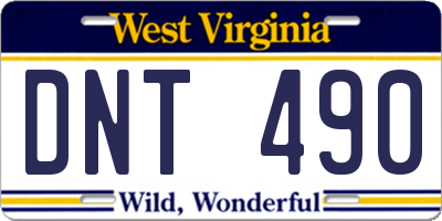 WV license plate DNT490