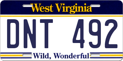 WV license plate DNT492