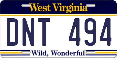 WV license plate DNT494